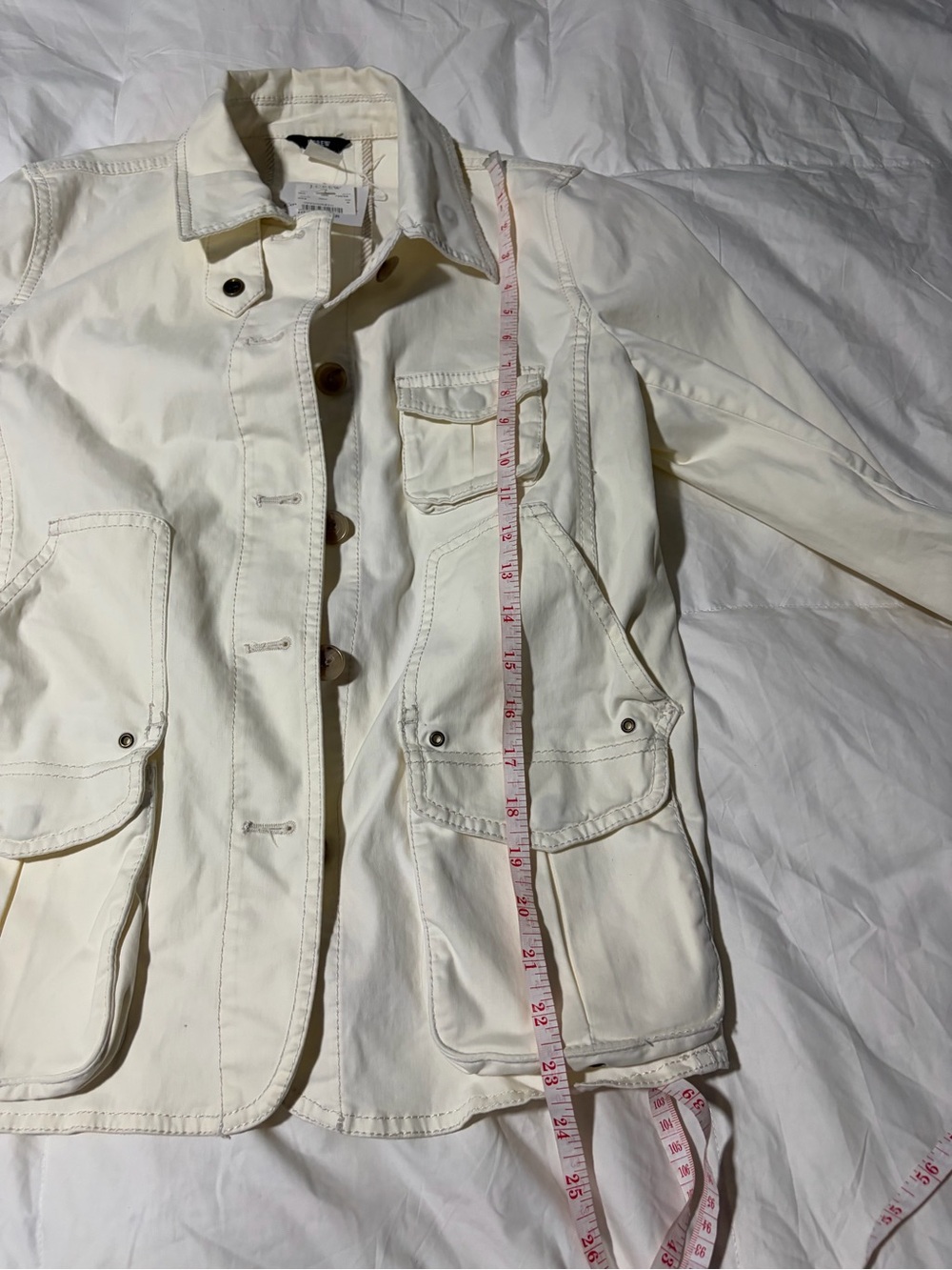 J. Crew Cream Utility Jacket with Patch Pockets - Picture 4 of 6
